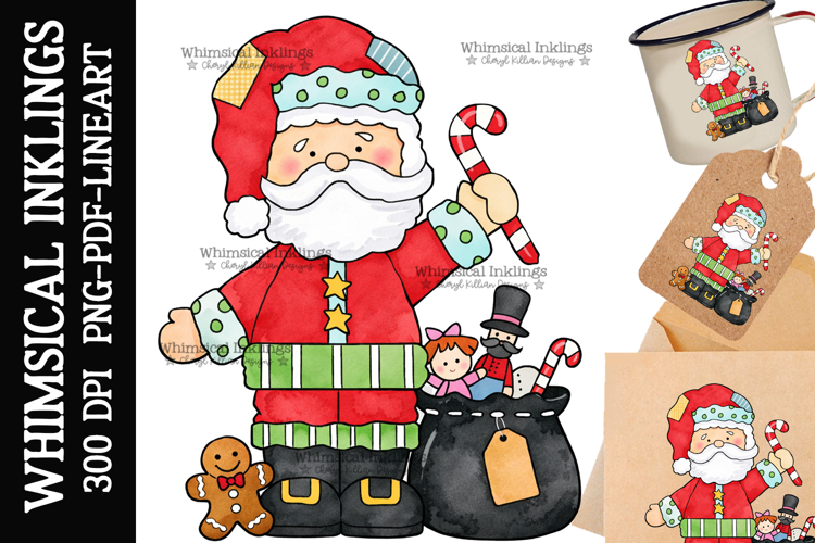 Festive Santa Sublimation Clipart| DTF Clipart