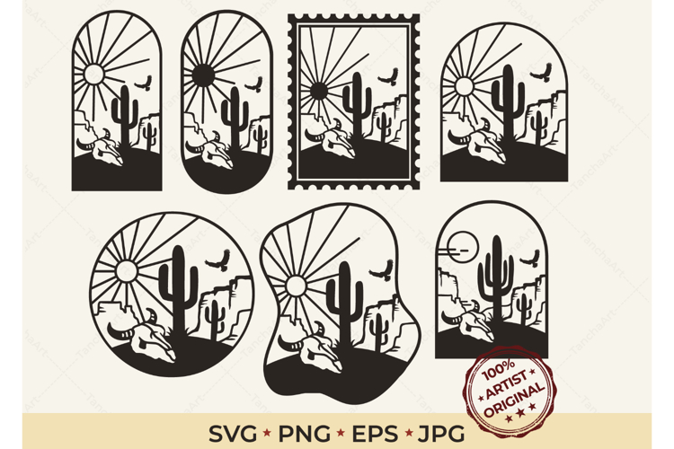 Desert Scene SVG Bundle Bull Skull