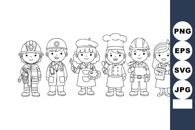 Diverse Children Wearing Different Profession Costumes Inclu