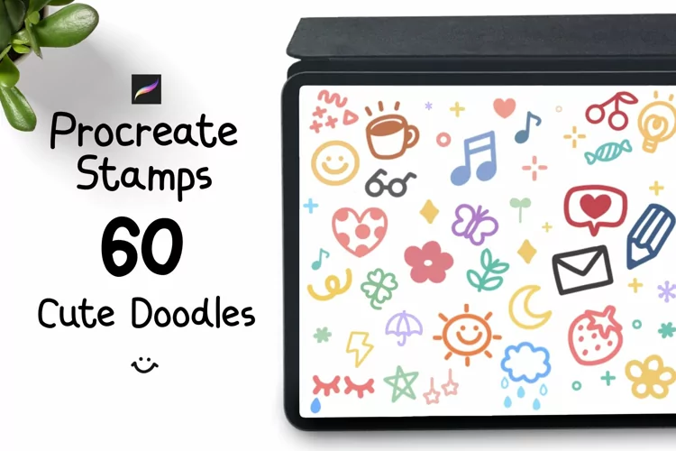 Procreate Stamps 60 cute doodles