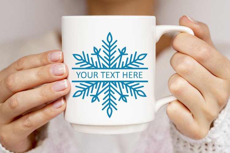 Snowflake frame svg, Split monogram dxf example image 1