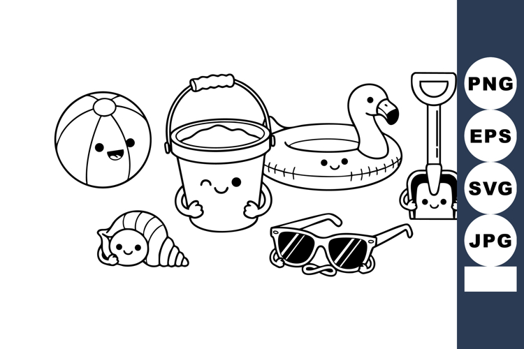 Kids beach toys set with happy faces including ball bucket s