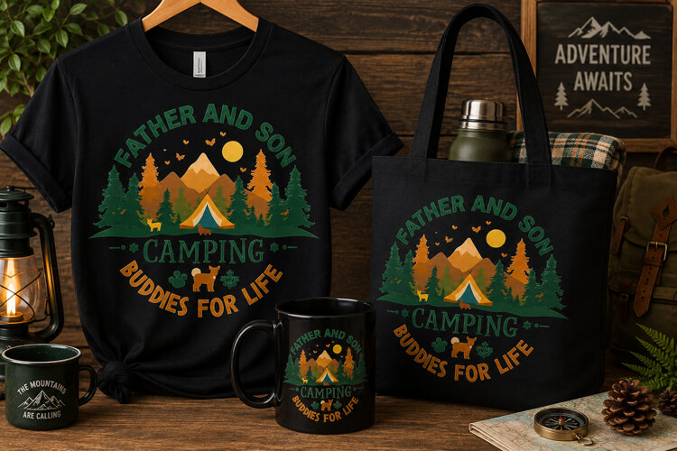 Father and Son Camping Buddies PNG, Outdoor Adventure Design example image 1