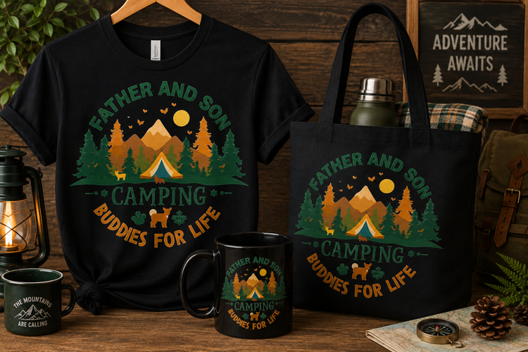 Father and Son Camping Buddies PNG, Outdoor Adventure Design