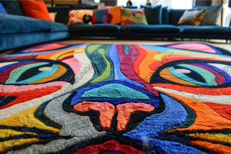 Colorful rug creating a modern living room design example image 1
