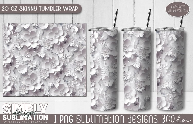 3D Seamless Sublimation Skinny Tumbler Wrap| 20oz | Png example image 1