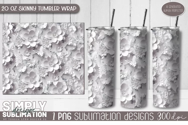 3D Seamless Sublimation Skinny Tumbler Wrap| 20oz | Png