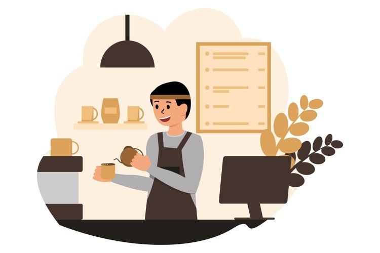 Barista Coffeshop flat ilustration