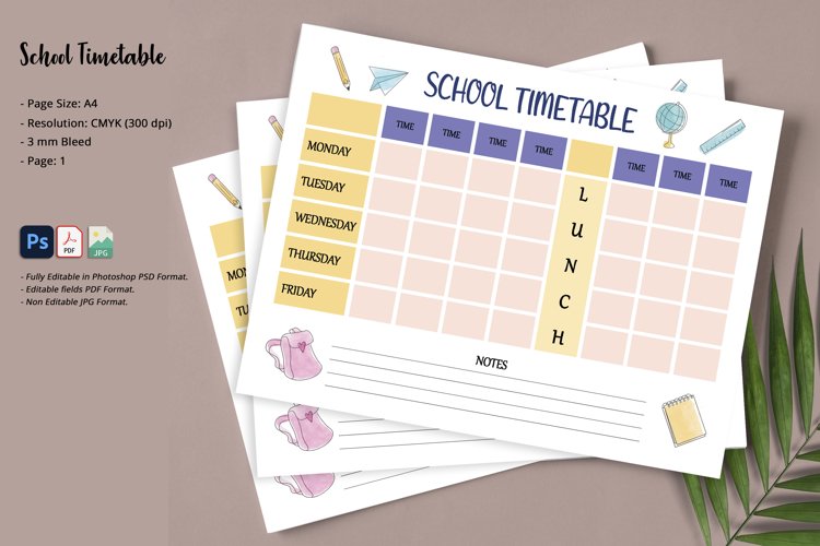 School Timetable Template example image 1