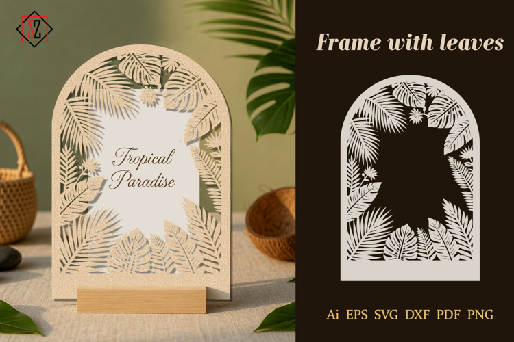 Frame with leaves. Cut the file