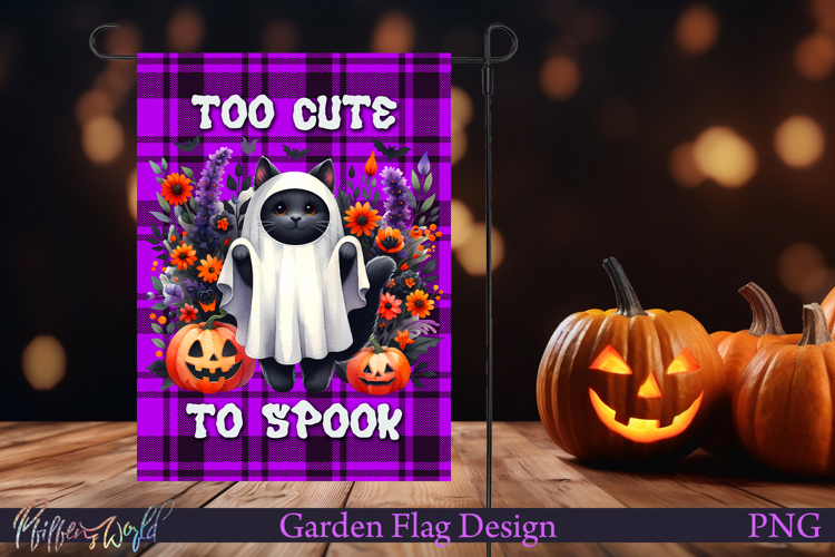 Halloween Garden Flag | Cute black cat
