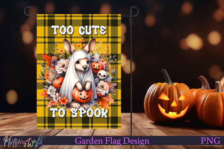 Halloween Garden Flag | Cute Kangaroo with pumpkin