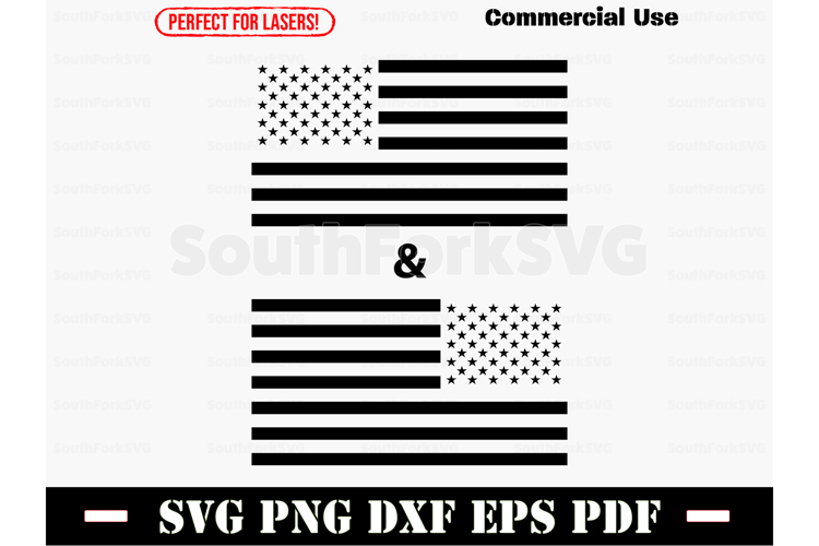 American Flag Black & Reverse SVG PNG DXF EPS PDF