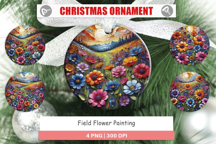 Christmas Ornaments Field Flower Painting