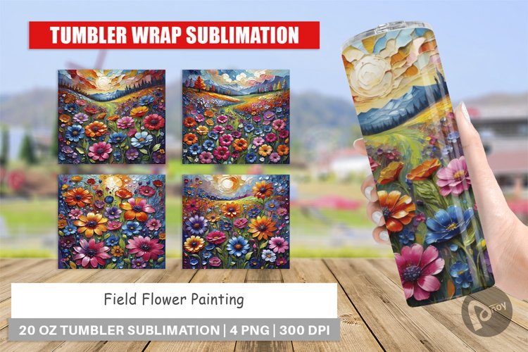 Tumbler Wrap Field Flower Painting