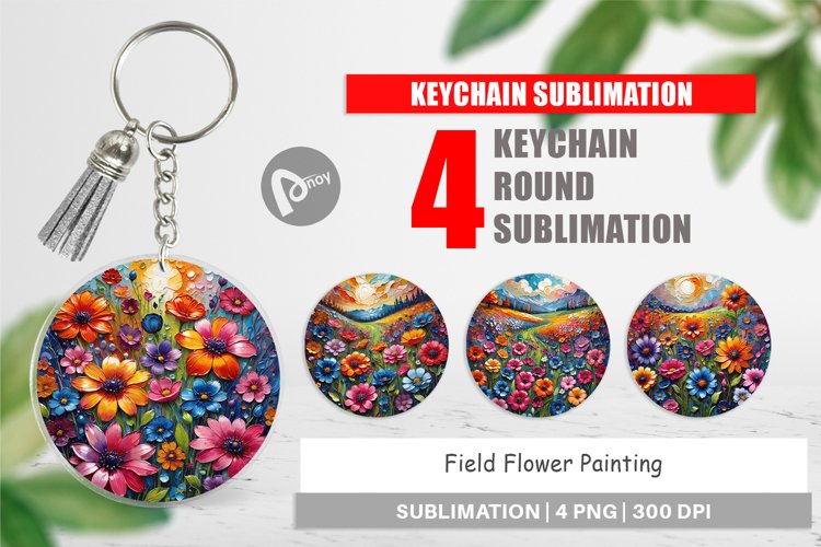 Keychain Field Flower Painting