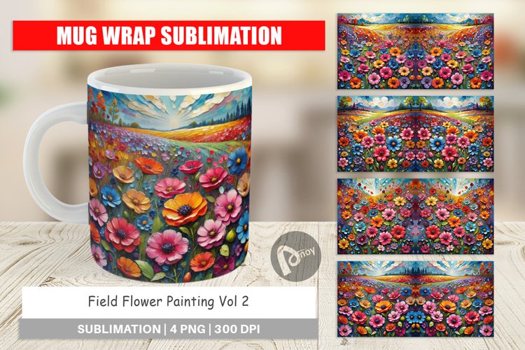 Mug Wrap Design Field Flower Painting
