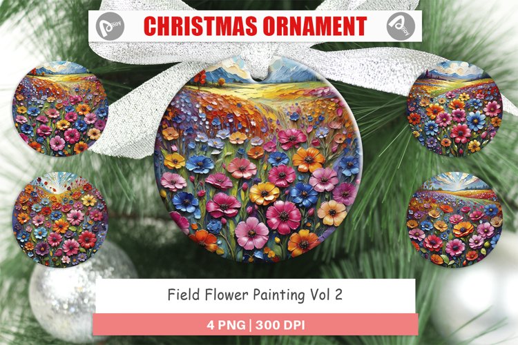Christmas Ornaments Field Flower Painting