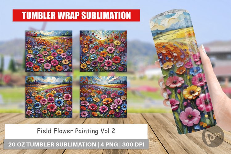 Tumbler Wrap Field Flower Painting
