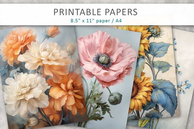 Field Flowers Printable Papers example image 1