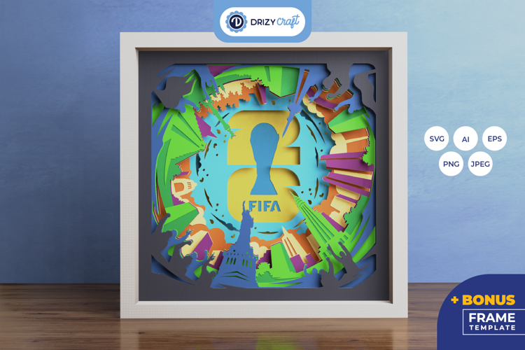 Fifa World Cup 3D Shadow Box - World Cup Glory 3D SVG