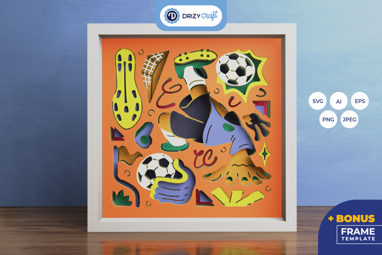 World Cup 3D SVG - Kick It in Style 3D Shadow Box
