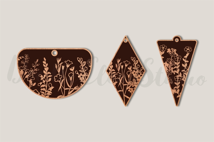 Cute Floral Earrings SVG File for Laser Cut, Floral Jewelry