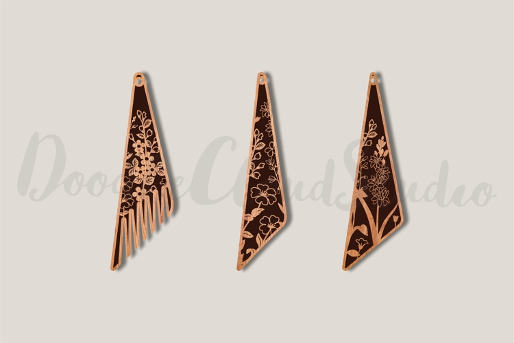 3 Floral Earrings SVG File for Laser Cut and Glowforge,