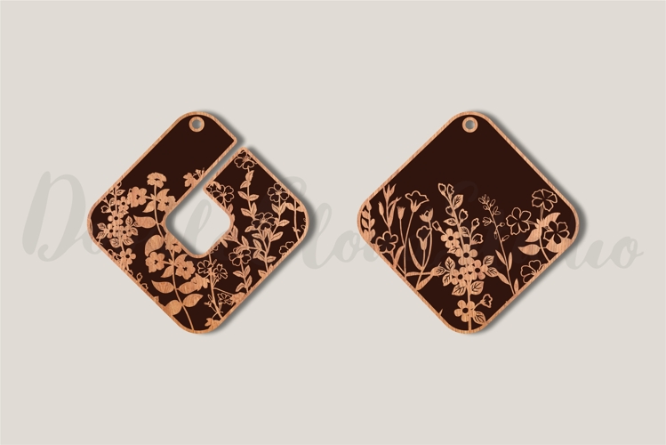 Floral Earrings Pendant SVG File for Laser Cut and Glowforge