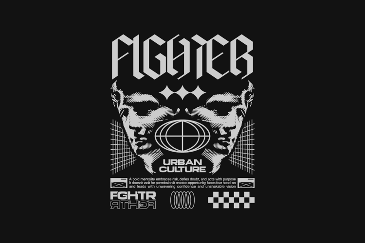 Fighter Urban Streetwear Brutalism T-shirt Design