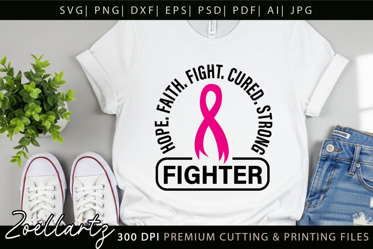Breast Cancer Awareness SVG Pink Ribbon SVG Faith Hope Cure
