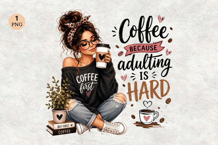 Coffee Because Adulting Is Hard PNG