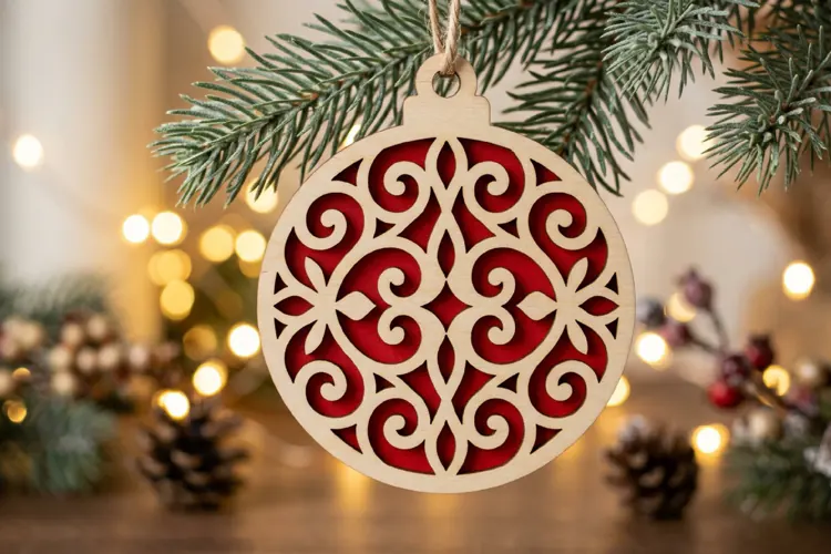 Filigree Christmas Bauble SVG Laser Cut Ornament File