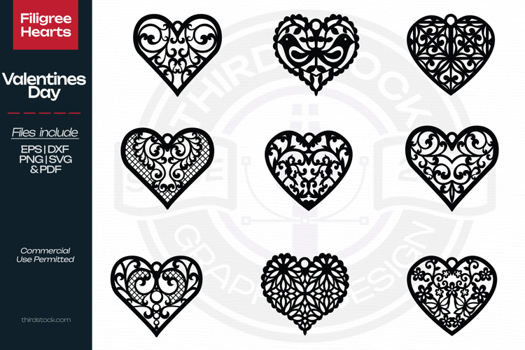 Filigree Hearts for Laser and Paper Crafts