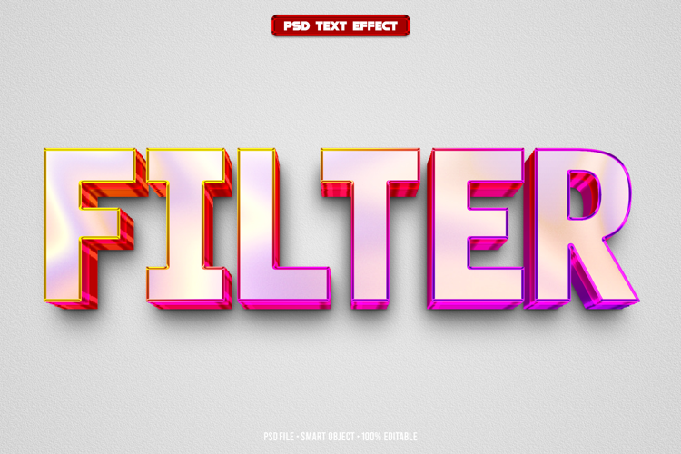 Filter 3D editable text effect