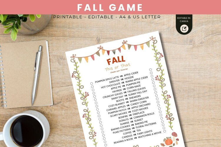 Fall This or That Game | Editable Canva Template example image 1
