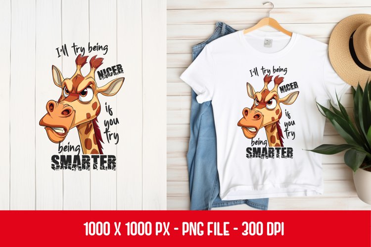 Giraffe Sarcastic t-shirt Design example image 1