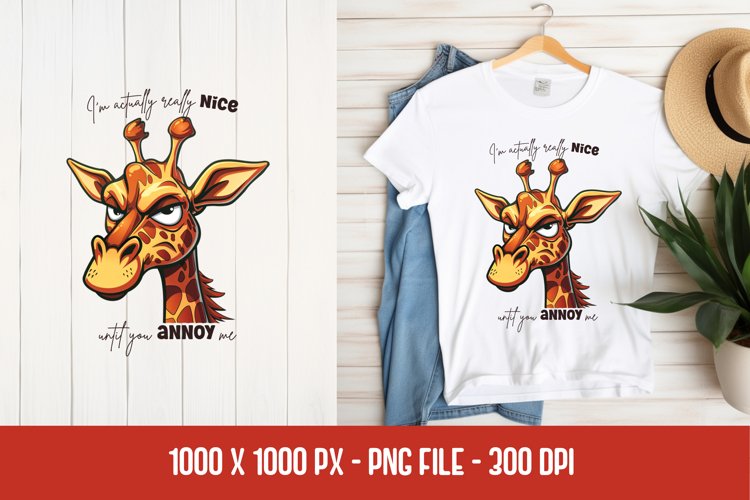 Giraffe Sarcastic t-shirt Design example image 1