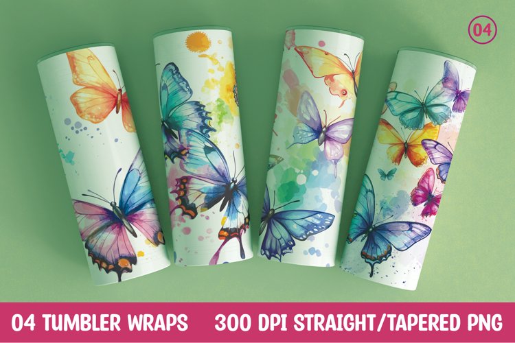 Watercolor butterfly tumbler wrap sublimation
