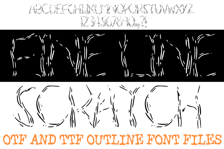 Fine Lie Scratch ABC Font Typeface Thin Alphabet OTF
