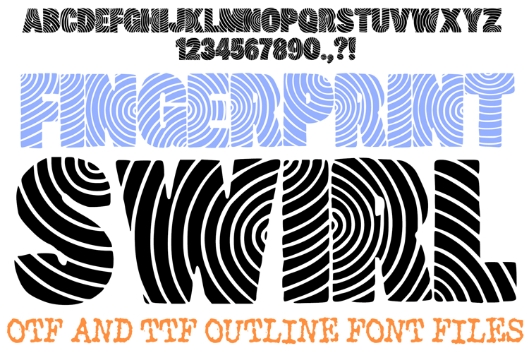 Fingerprint Swirl Bold Font Typography Lettering ABC OTF