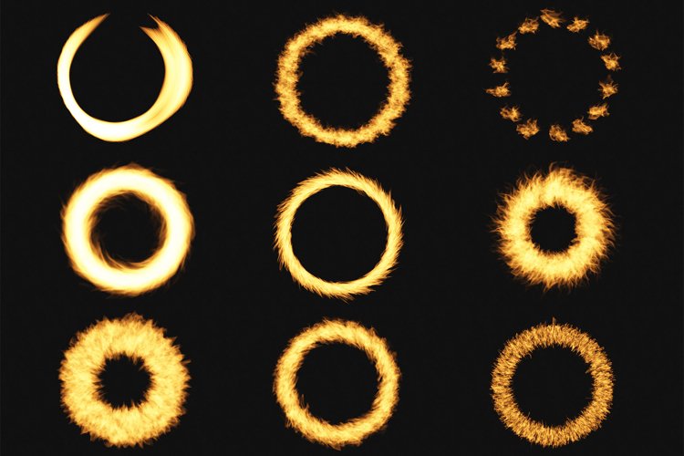 Fire rings flame wheel sign set