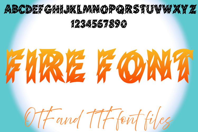 Fire Flames Alphabet Lettering ABC Text Font Typeface OTF