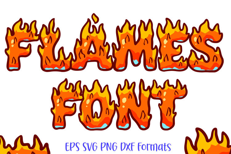 Fire Flames Lettering ABC Text Font Alphabet SVG Type