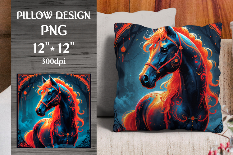 Fire Horse Chinese Zodiac Pillow Design | Oriental Astrology