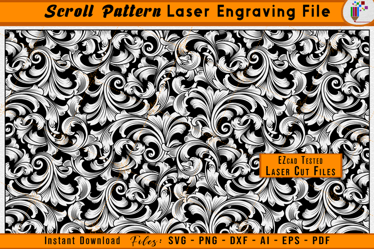 Firearms Scrollwork Laser Engraving File Scroll Pattern SVG