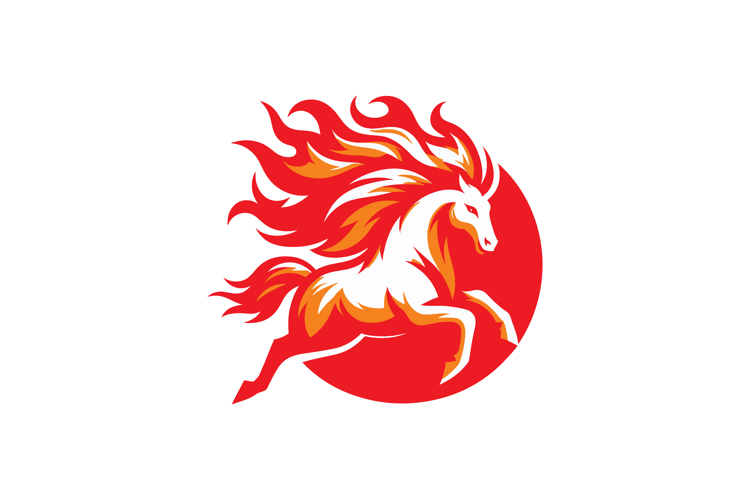 Red Fire Horse Vector Logo Illustration
