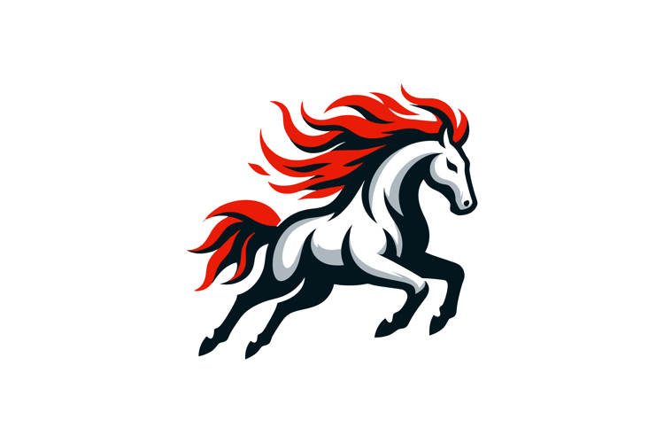 Powerful Galloping Mustang Mascot Vector Logo Illustration