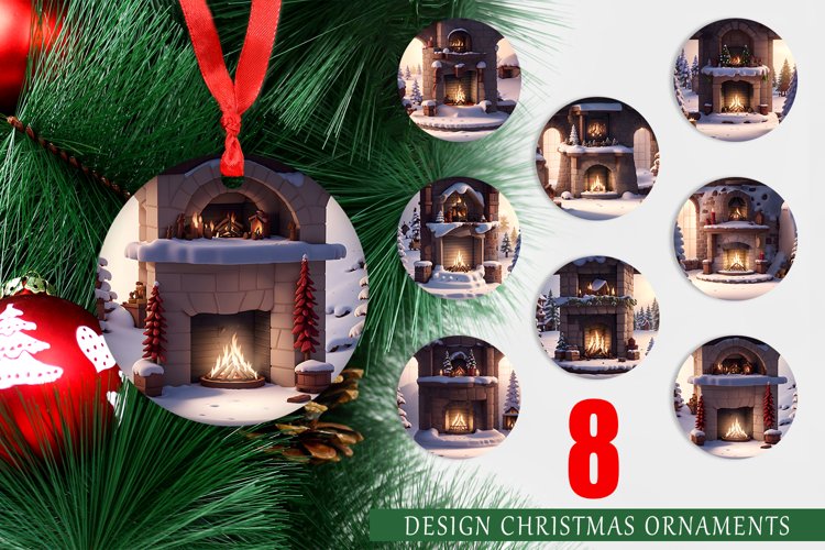 Christmas Ornaments Fireplace in Winter