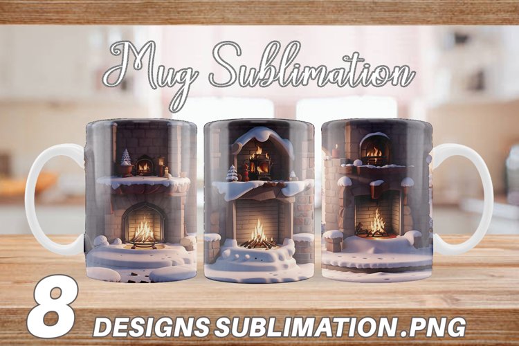 Fireplace in Winter | Mug sublimation design